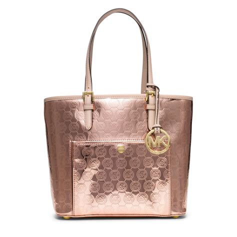 rose gold mk purse|michael kors gold tote handbags.